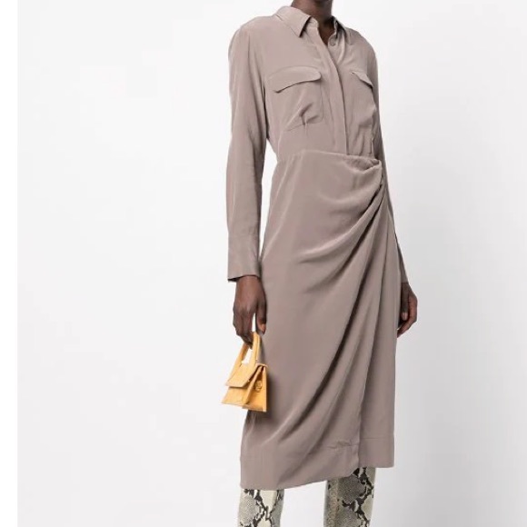 Equipment Quentell Silk Dress crepe de chine Draped Silk Wrap Shirt Dress Size 4 - Picture 3 of 8